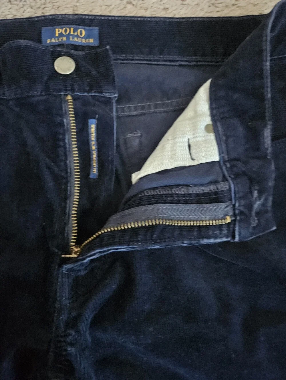 Men's Polo Ralph Lauren Varick Slim Straight Blue Corduroy Pants 32x26.5 Fall